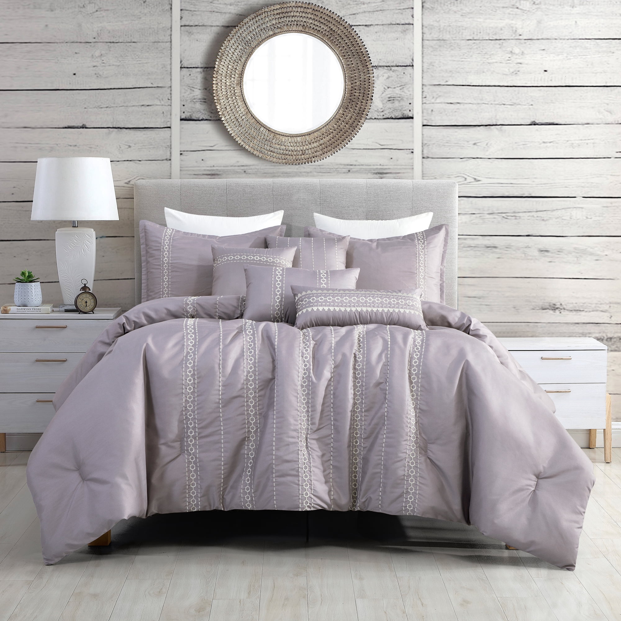 EvJK 7-Piece Comforter Set – Lightweight Polyester, Breathable, Soft & Cozy, Decorative Bedding Set – Queen