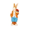 thumbnail image 2 of LWVITH 2 PCS Easter Bunny Couple Resin Figurine Set, Spring Garden Decor with Flower Basket and Raincoat, Cute Interactive Tabletop Ornament for Mantel Shelf, Holiday Home Party Decoration Gift, 2 of 9