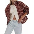 thumbnail image 1 of Chaqueta Acolchada Corta con Estampado Floral Vintage para Mujer, Chaqueta Corta Abierta Al Frente, Ropa de Abrigo Café S, 1 of 6