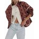 thumbnail image 1 of Chaqueta Acolchada Corta con Estampado Floral Vintage para Mujer, Chaqueta Corta Abierta Al Frente, Ropa de Abrigo Café S, 1 of 6