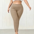 thumbnail image 5 of BRELIL Women's Plus Size High Waisted Stretch Ankle Pants Casual Solid Leggings Trousers Loose Fit Comfortable Yoga Lounge Pants Fall Winter Outfits, Khaki XL, 5 of 9
