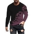 thumbnail image 2 of Plus Size T Shirts for Men Crewneck Big & Tall M-4X Long Sleeve Stretchy Slim Tees Tops Casual Color Block Basic Comfort Pullover T-Shirts, 2 of 5