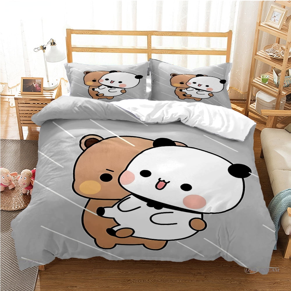 Cute Bubu Dudu Cartoon Bear Panda Duvet Cover kawaii Bedding sets Soft Quilt Cover and Pillowcases Single Double Queen King Kid Xinyi Jiayi Walmart