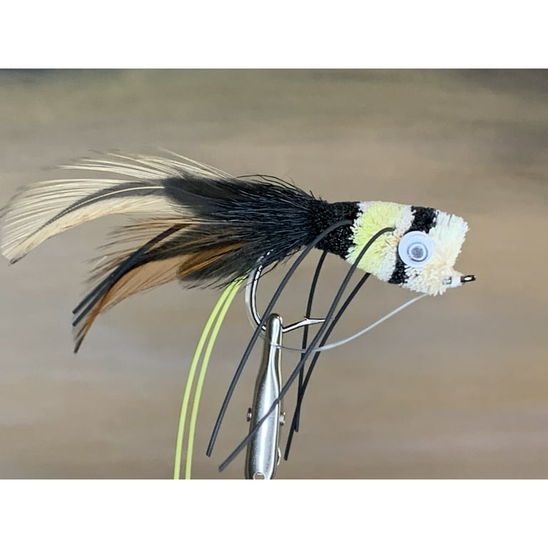 12 Assorted Bass Top Water Deer Hair Fly Fishing Poppers, Size: 2/0