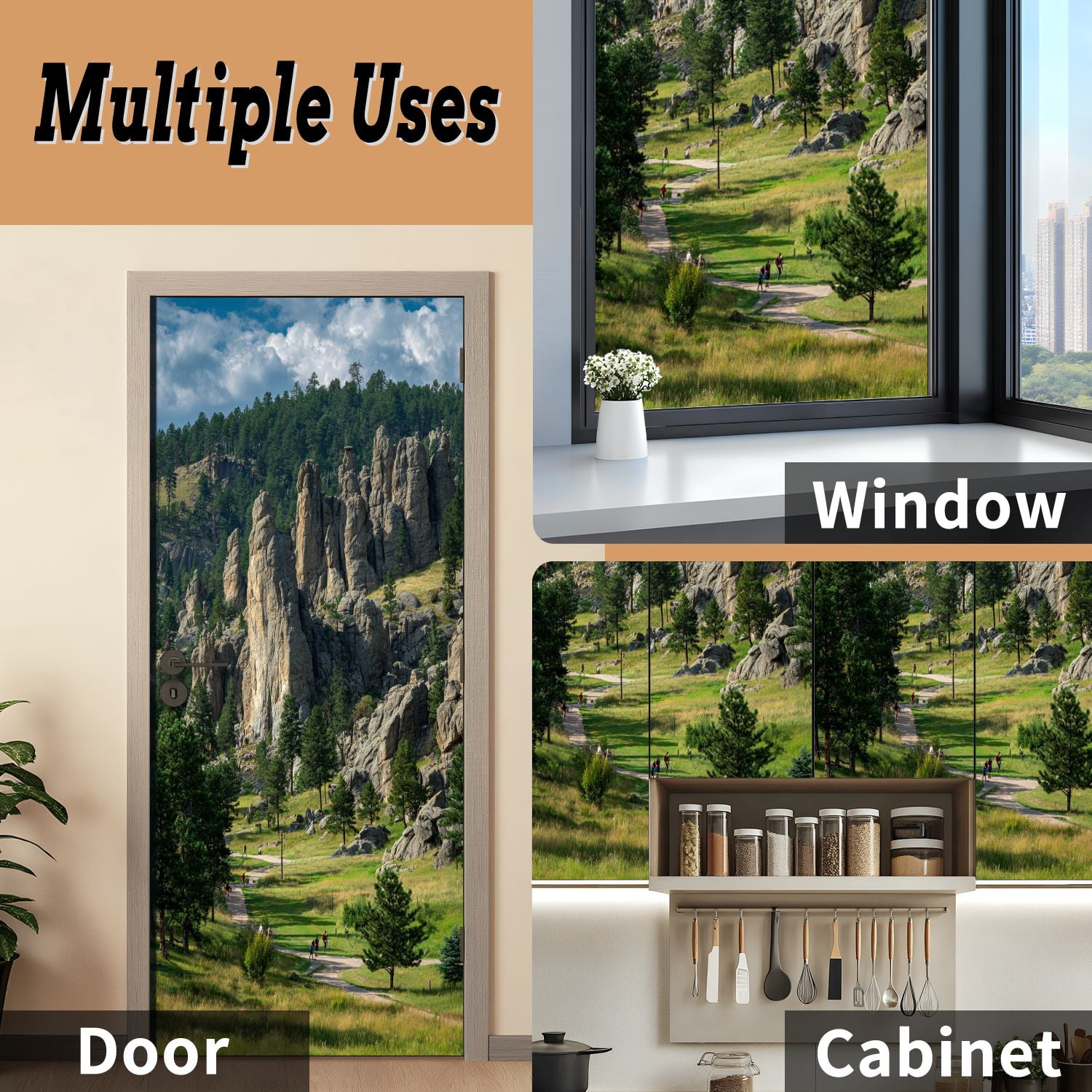 Self Adhesive Vinyl Refrigerator Wrap Set flatirons boulder colorado among boulderss pictures Door Mural Removable Fridge Sticker Peel and Stick&nbsp;Full Door Cover Decal Kitchen Bar Decor