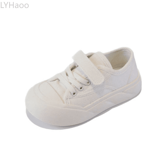 LYHaoo Girls Sneakers Canvas Low Top Casual Shoes For Kids Versatile Design Soft Sole Comfortable Athletic Footwear For Play Sizes 11 Little Kid White(4.5-5 Years)