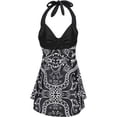 thumbnail image 4 of HDE Women Swim Dress Tummy Control One-Pieces Swimwear Black White 18, 4 of 7