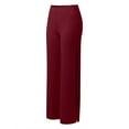 thumbnail image 3 of Pants for Women Ladies Lightweight Chiffon High Elastic Waist Flowing Flared Straight Leg Culottes Womens Slacks Red S, 3 of 6