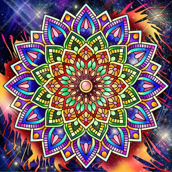 Full Drill 5D DIY Diamond Painting kits Colorful Mandala 3D Diamond Embroidery Flowers Cross Stitch Mosaic Art Home Decorsquare 25x25cm Gao Jinjia LED