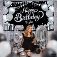 thumbnail image 2 of KatchOn, Silver Happy Birthday Banner - Large, 72x44 Inch | Happy Birthday Decorations for Men, Women, Boys and Girls | Birthday Backdrop For Silver Party Decorations, 2 of 4