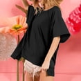 thumbnail image 7 of Women's Oversized Sweatshirts Summer Basic Cotton Short Sleeve T Shirts Soft Crew Neck Loose Casual Trendy Tops, Black, L, 7 of 7