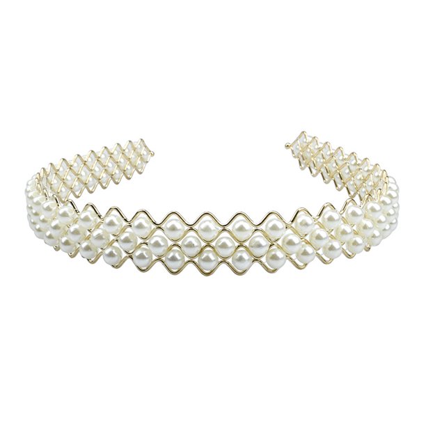 Diadema de perlas de gran tamaño hecha a mano con cuentas para accesorios para el cabello de adultos, diadema de perlas brillantes, artículo digno de regalo