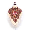 thumbnail image 3 of LIZUOJUN Under $6 Fringe Square Scarf For Women Vintage Floral Print Head Scarf Shawls And Wraps With Long Tassels Hair Wrap Neckerchief For Travel Wedding Daily Outfit L,one size, 3 of 4