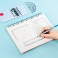 thumbnail image 7 of Tnobhg 1 Set Transparent Ruler Easy-to-Use Clear Scale Round Hollow Design with Set Squares Protractor Stationery Learning Tools, 7 of 7