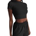 thumbnail image 2 of ITFABS 2 Pcs Female Shorts Set, Short Sleeve Tops + High Waist Shorts Suits, 2 of 3