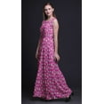 thumbnail image 4 of Bimba Robe Longue Sans Manches pour Femmes à Imprimé Feuilles Style Chic Maxi-Robe - Grande, 4 of 5