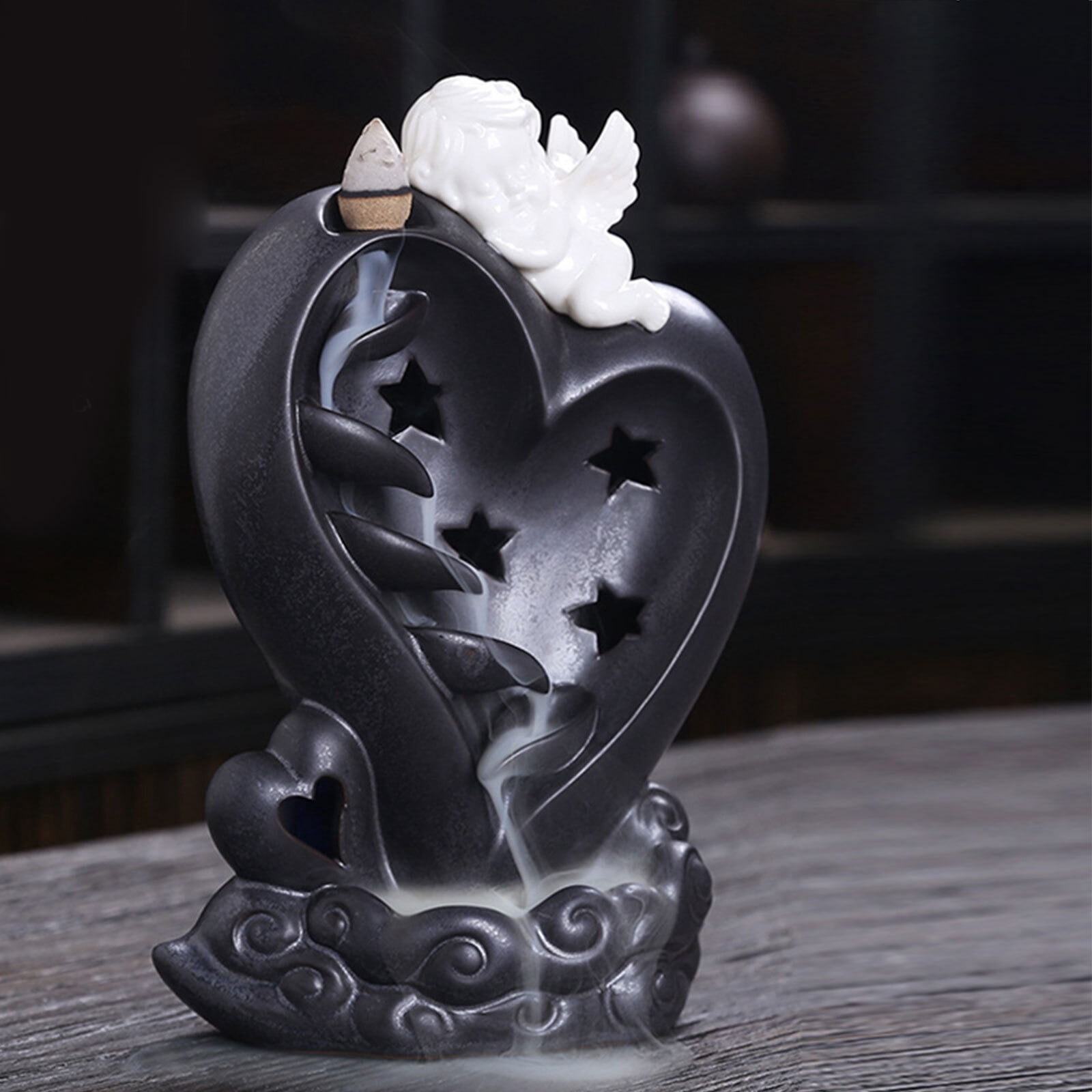 Modern Ceramic Backflow Incense Holder Countertop Angel Backflow Incense Holder for Living Room, Bedroom