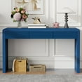 thumbnail image 4 of Kevinplus Console Table with 3 Fluted Drawers, Solid Wood Veneer Entryway Table Featuring for Living Room, Hallway, Blue, 4 of 9