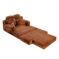 thumbnail image 6 of Miniyam 64in Compressed 2-in-1 Upholstered Chaise Sleeper Compressed Sofa Bed No Assembly Required, Orange, 6 of 16