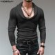 thumbnail image 4 of INCERUN Tops 2024 Camisetas de estilo americano de moda para hombre con cuello en U profundo y diseño de pila, camisetas casuales de manga larga sólidas S-5XL, 4 of 5