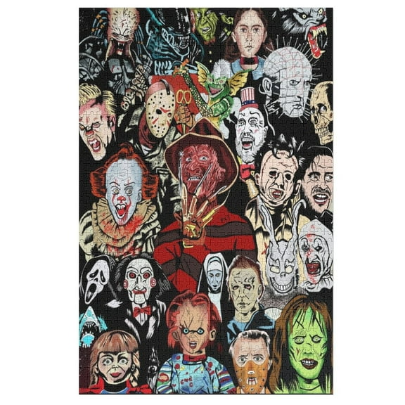 1000 PCS Jigsaw Puzzle Horror Movie Characters Wooden Puzzle Challenging Game Fun Artwork For Family Friends Gifts