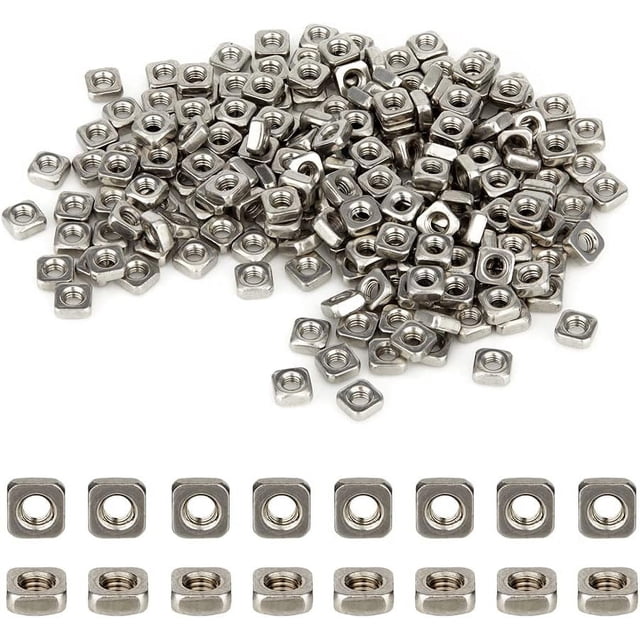 Environ 220 Pcs Écrous Carrés en Acier Inoxydable M3 Écrous Fins Carrés 5.4mm Insert Écrou pour Rondelles de Verrouillage, Trou : 2.5mm