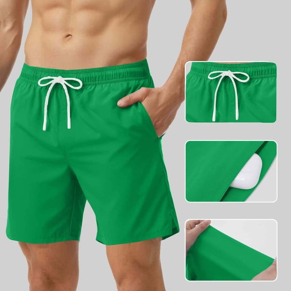 Mens Swimming Trunks, LONKITO Summer Swim Trunks 9 Inseam with Liner 2 in 1 Casual Board Shorts for Beach Hawaiian Vacation