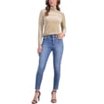 thumbnail image 2 of INSPIRAR CHIC Blusa de Mujer de Manga Larga Cuello Mock Cuello de Tortuga de Terciopelo Elástico L Albaricoque, 2 of 6