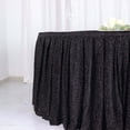 thumbnail image 2 of Efavormart 17ft Black Shiny Metallic Spandex Pleated Table Skirt, Glitter Semi-Sheer Table Skirt with Top Strip for Dining Catering Wedding, 2 of 11