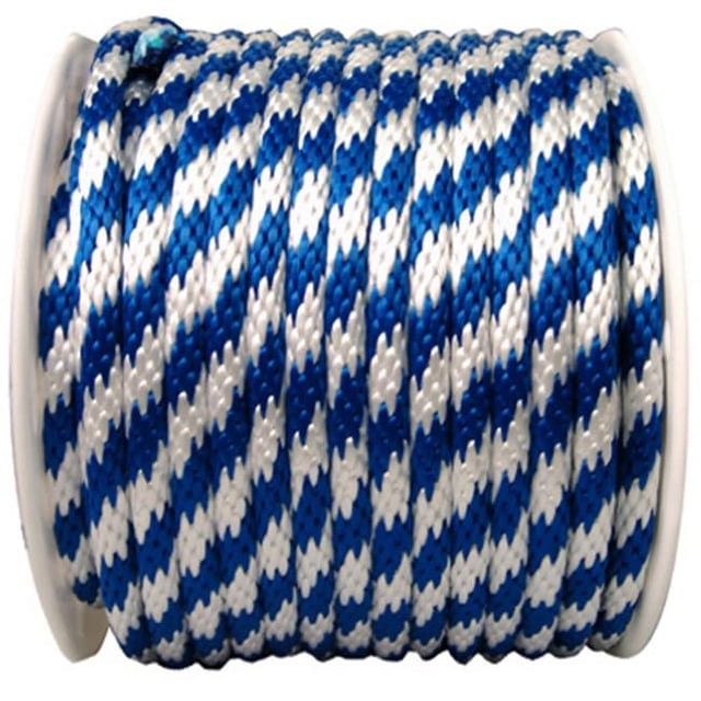 Wellington Cordage P7240S0200BWFR 0.63 in. x 200 ft. Blue & White Solid Braid Polypropylene Rope