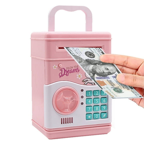 Kids Money Bank, Electronic Piggy Banks, Christmas Gift Toy for Kids Children, Girls Piggy Bank, Money Saving Box Password Coin Bank,Perfect Toy Gifts for Boys Girls (Pink)