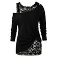 thumbnail image 1 of Puntoco Mujeres Sexy Color sólido Manga larga Cuello torcido Nudo Camiseta con encaje floral Dos piezas Traje tops Blusa Puntoco Puntoco-5943, 1 of 5