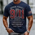 thumbnail image 5 of Xneal 911 25th Anniversary T-Shirt Print Never Forget 911 Casual Short Sleeve Blue Shirts for Men Size 3XL, 5 of 5