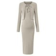 thumbnail image 6 of Kogui Maternity Dress 2 Piece Maternity Dress Cardigan Set Strapless Bodycon Maxi Tube Dresses Long for Baby Shower Photoshoot Formal (Khaki,L), 6 of 6