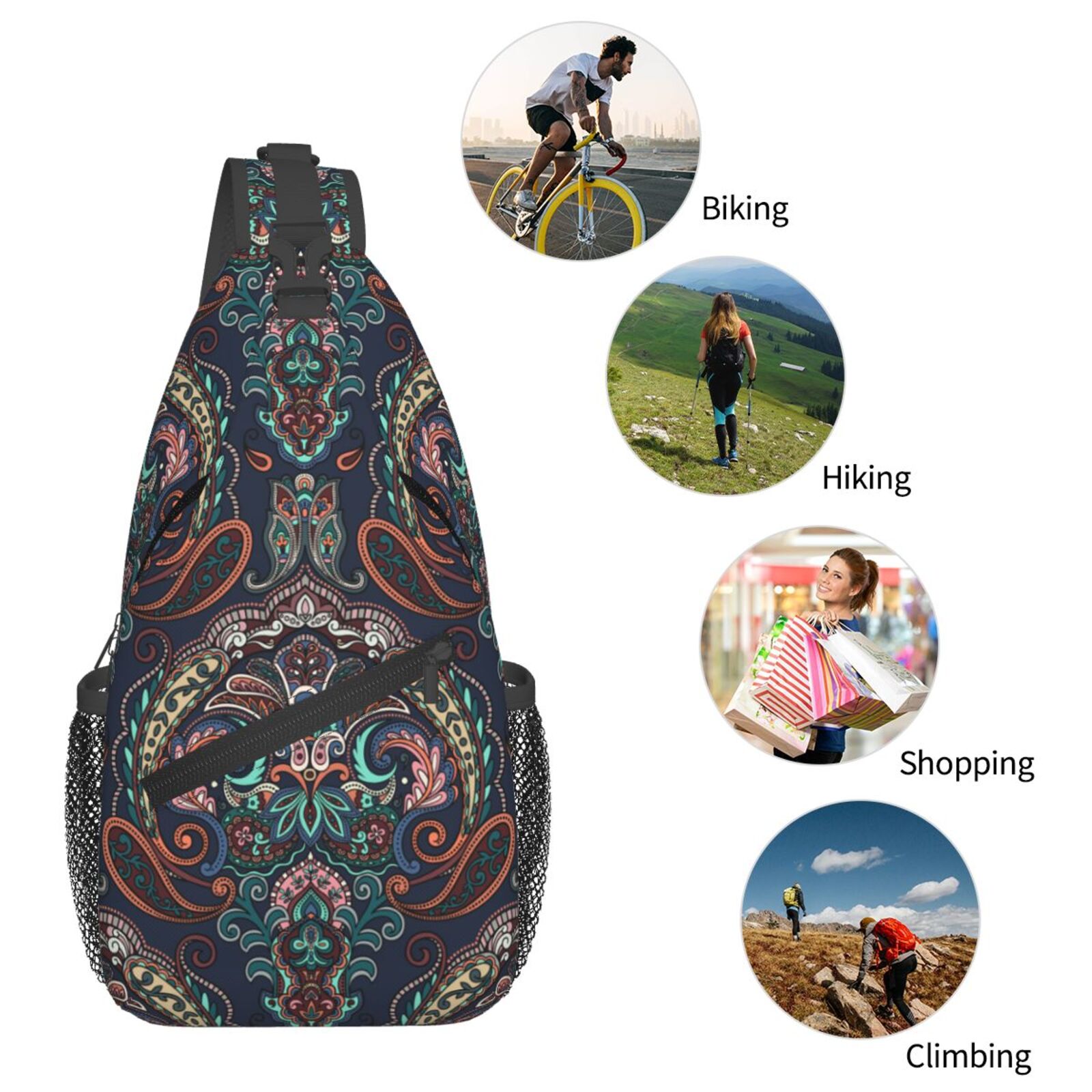 Butterfly Roses and Skull Crossbody Sling Bag for Women Men 