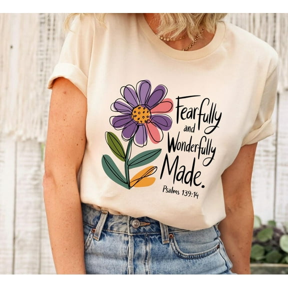 I Am Fearfully and Wonderfully Made Shirt, Motivational Christian Shirt, Jesus Faith T-Shirt, Bible Verse Sweatshirt