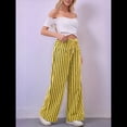 thumbnail image 4 of Pantalones de Rayas con Cordón para Mujer, Holgados, de Pierna , Informales, de Cintura Baja, Cómodos y con Bolsillos Amarillo L, 4 of 7