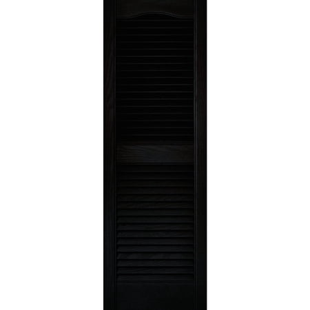 Builders Edge® 010140043002 Vinyl Louvered Shutter, Black, 15" X 43"