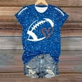 thumbnail image 5 of Womens Graphic T Shirts, Fashion Casual Rugby Love Print Round Neck T Shirt, Blue XXL, 5 of 5