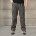 thumbnail image 6 of YUELONGHU Men's Casual Cargo Pants Mens Cargo Pants Black Mens Loose Casual Pocket Straight Solid Color Outdoor Overalls Trousers M, 6 of 6