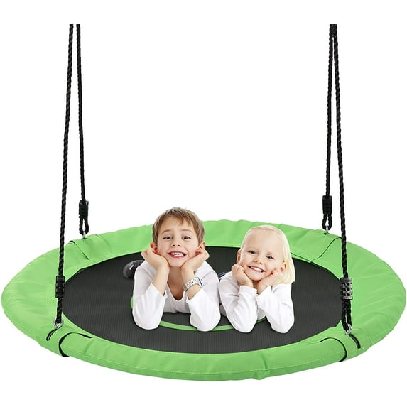 Tree Swings for Kids Outdoor, 40 Inch Diameter 600lb Weight & Adjustable Hanging Ropes Tree Swings, Great for Playground Swing, Backyard and Playroom(Green)