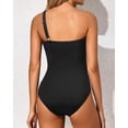 thumbnail image 4 of Fadeal one Shoulder Swimsuits for Women one Shoulder Swimsuit for Women Bathing Suits Modest Full Coverage Keyhole Swimwear one Shoulder Bathing Suits for Women Black S, 4 of 4