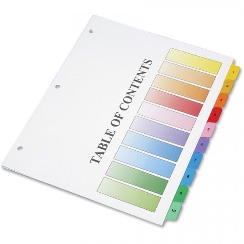 New AbilityOne 7530013683489 SKILCRAFT Multiple Index Sheets, 10-Tab, 1 to 10, 11 x 8.5, White, 1 Set,Each