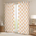 thumbnail image 2 of Homewish Orange White Grid Blackout Curtains Set of 2 (52x84 Each) For Kids Children Teens,Geometric Buffalo Window Curtains,Minimalist Abstract Curtains and Drapes,Microfiber Bedroom Decor, 2 of 6