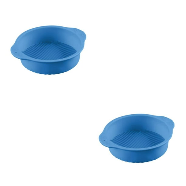 Bewildely Molde de silicona para pastel de cumpleaños de boda, restaurante de panadería, molde portátil para Mousse, accesorios para Azul 10 pulgadas 2piezas