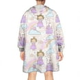 thumbnail image 2 of Wearable Oversized Blanket,Princess Rainbow Castle Pattern Wearable Blanket Hoodie for Adults,Cozy Hooded Blankets with Super Pockets,Super Warm Fuzzy Pullover for Women & Men, 2 of 6