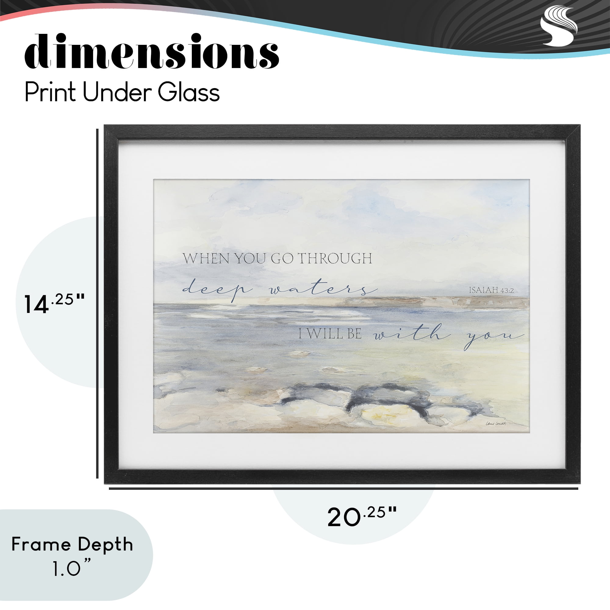 Stupell Industries Deep Waters Isaiah 43:2 Black Framed Print Under Glass, design by Lanie Loreth
