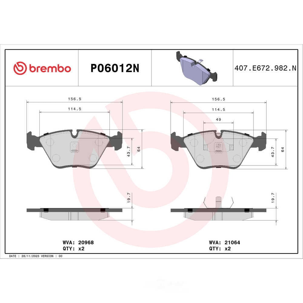 Brembo P06012N PRIME Ceramic Brake Pad Set