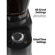 Aeitto Burr Coffee Grinder, Coffee Grinder for home use, Stainless Steel Coffee Grinder Electric, 48 Grind Settings, Espresso/Pour Over/French Press Coffee Maker, Black