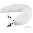 thumbnail image 1 of Pelo artificial, felpa, horquilla, diadema, diadema, tapón de metal cromado con cola de zorro, adulto, blanco Feliz Sencillez, 1 of 5